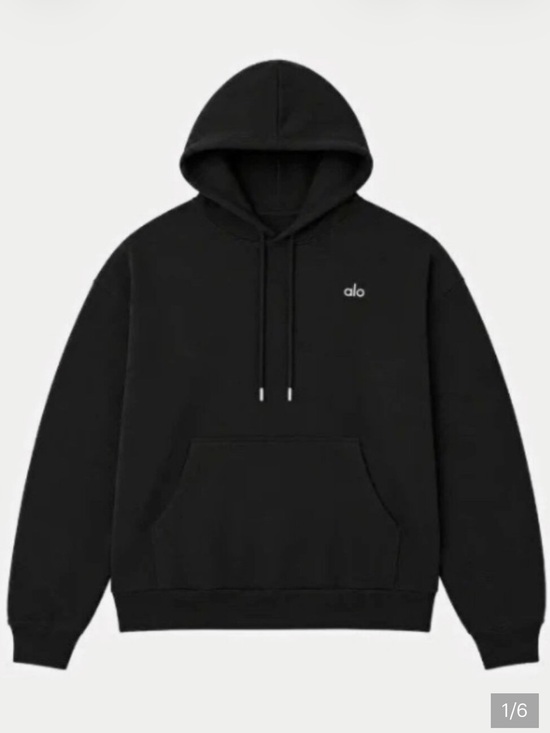 ALO Yoga Tops - Alo YOGA Hoodie black unisex  lounge sweatshirt drawstring nwt XS small large